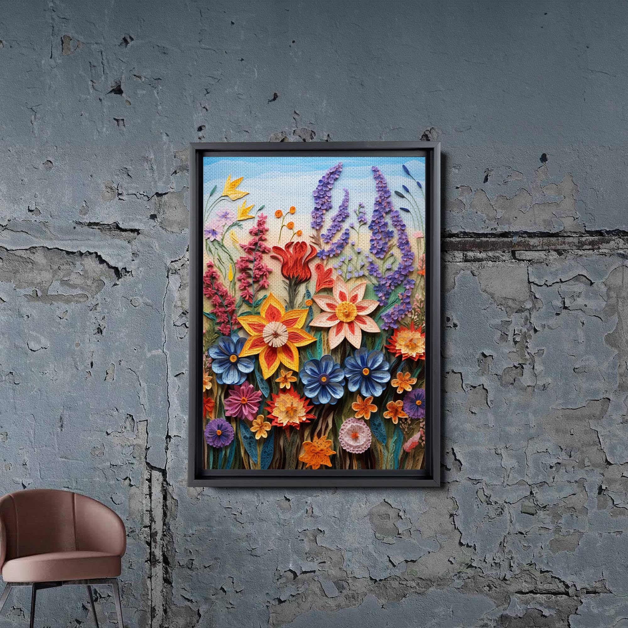 Amazon.com: Print Wildflower field with different types of flowers